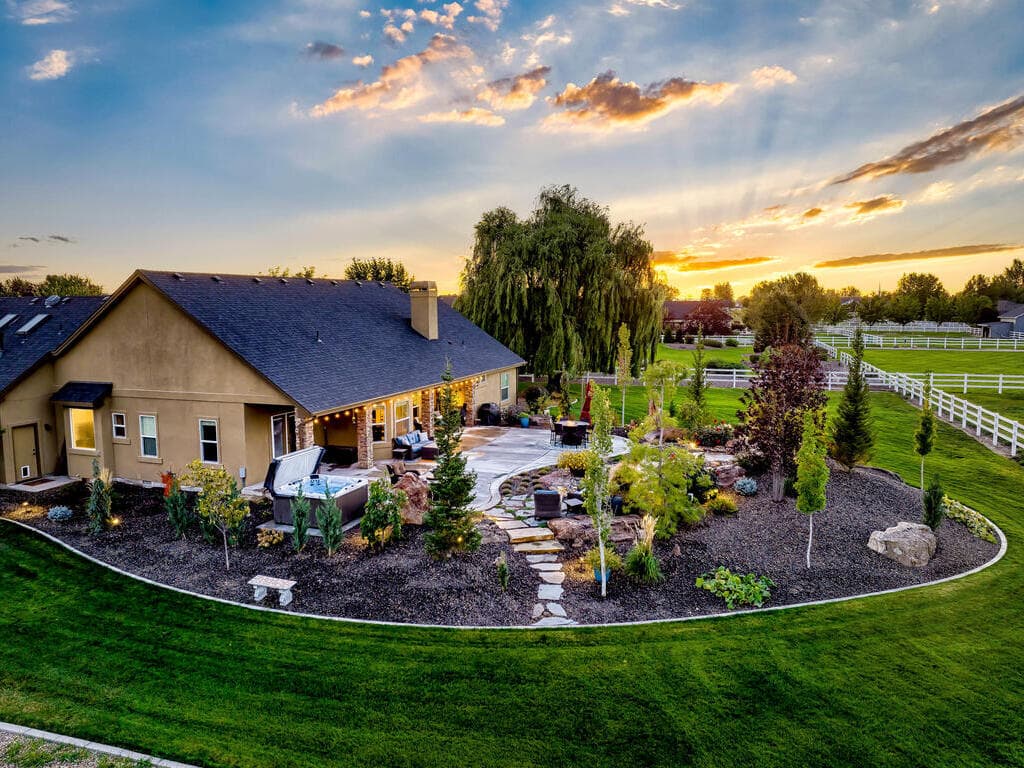 Back yards in a Treasure Valley subdivision